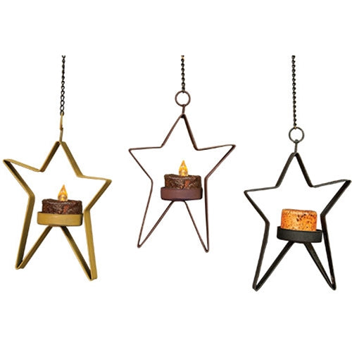 Hanging Whimsical Tealight Star  (3 Count Assortment)