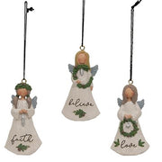 Believe/Love/Faith Resin Angel Ornaments (Set of 3)
