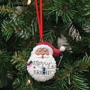 Merry & Bright Resin Santa Ornament