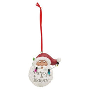 Merry & Bright Resin Santa Ornament