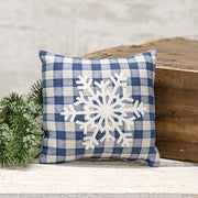 Blue Check Snowflake Pillow - 5"