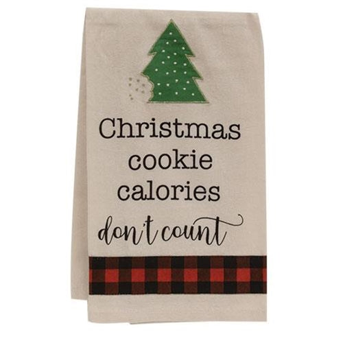 Christmas Cookie Calories Don't Count Dish Towel