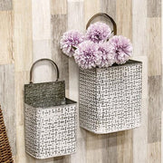 Shabby Chic Rectangle Basketweave Buckets (Set of 2)