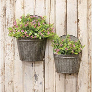 Rusty Ribbed Wall Buckets (Set of 2)