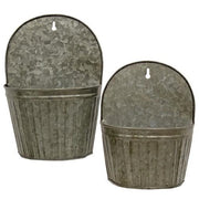 Rusty Ribbed Wall Buckets (Set of 2)