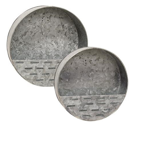 Round Olive Wall Pockets (Set of 2)