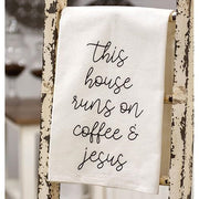 This House Runs On Coffee & Jesus Dish Towel