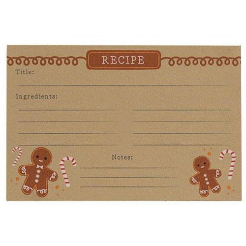 Gingerbread Man Recipe Cards (24 Pack)