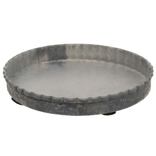 Antiqued Gray Fluted Candle Pan - 4"