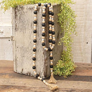 Black - Natural - White Wooden Bead Garland - 57"L