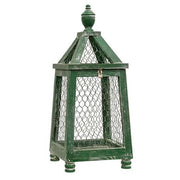 Distressed Green Chicken Wire Birdcage Lantern