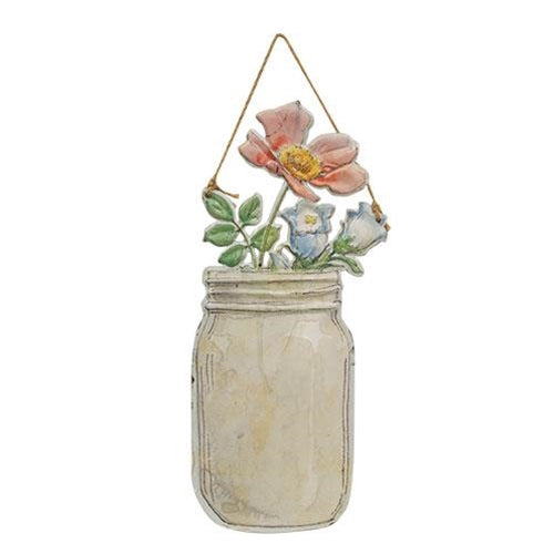 Floral Jar Metal Hanging Sign
