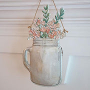 Floral Jar with Handle Metal Hanging Sign