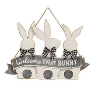 Welcome Every Bunny Metal Hanging Sign
