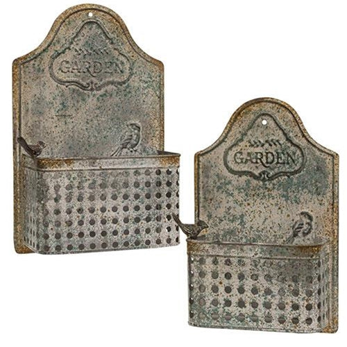 Rustic Bird Garden Wall Planters (Set of 2)
