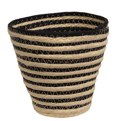Cream & Gray Striped Corn Husk Planter Basket