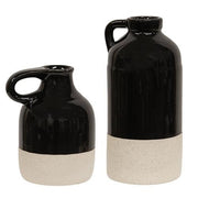 Black Glazed Ceramic Jug Vases (Set of 2)