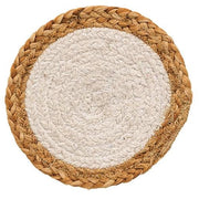 Jute & Cotton Candle Mat - White - 6.75"