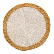 Jute & Cotton Candle Mat - White - 10.5"