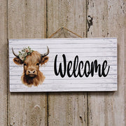 Pretty Highland Welcome Hanging Sign