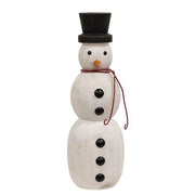 Wooden Spindle Snowmen with Top Hats (Set of 3)