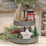 Galvanized Metal Two-Tiered Tray