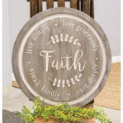Distressed Faith Phrases Engraved Round Sign