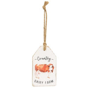 Country Dairy Farm Cow Wood Tag