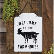 Welcome To Our Farmhouse Metal Hanging Sign