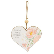 Friends Are Flowers In The Garden Wood Heart Ornament