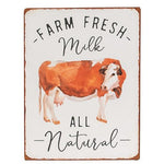 Farm Fresh Milk All Natural Distressed Metal Sign