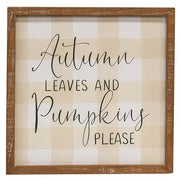 Fall Gingham Wood Sign  (3 Count Assortment)