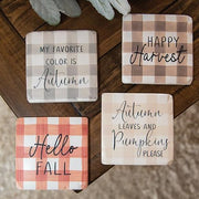 Fall Gingham Resin Coasters (Set of 4)