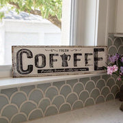 Coffee White Distressed Metal Sign