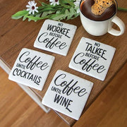 No Talkee Before Coffee Resin Coasters (Set of 4)