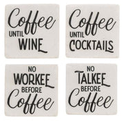No Talkee Before Coffee Resin Coasters (Set of 4)