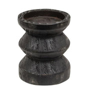 Black Wooden Pillar Candle Holder - 3.5" Tall