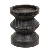 Black Wooden Pillar Candle Holder - 4.75"
