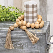 Natural Wood Bead Garland With Tassel - 3ft