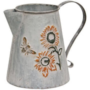 Washed Metal Sunflower & Bee Watering Can