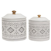 Aztec White Metal Canisters (Set of 2)