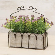 Purple Astilbe in Resin Pot & Metal Basket