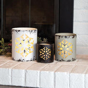 Distressed Metal Snowflake Buckets (Set of 3)