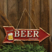 Ice Cold Beer Served Here Hanging Metal Sign