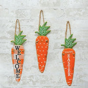 Easter Carrots Hanging Metal Sign  (3 Count Assortment)