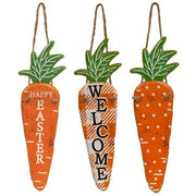 Easter Carrots Hanging Metal Sign  (3 Count Assortment)