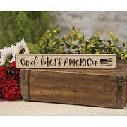 God Bless America with Flag Engraved Block - 12"