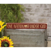 One Nation Under God with Flag Engraved Block - 12"