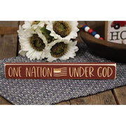 One Nation Under God with Flag Engraved Block - 12"