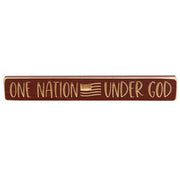 One Nation Under God with Flag Engraved Block - 12"